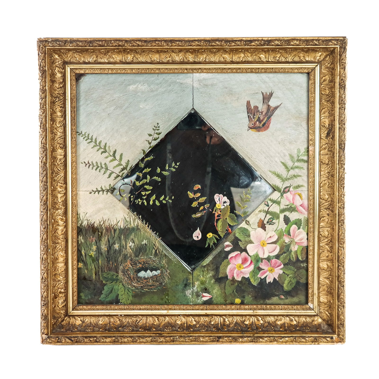 Antique Aesthetic Movement Hand-Painted Mirror (1 of 9)