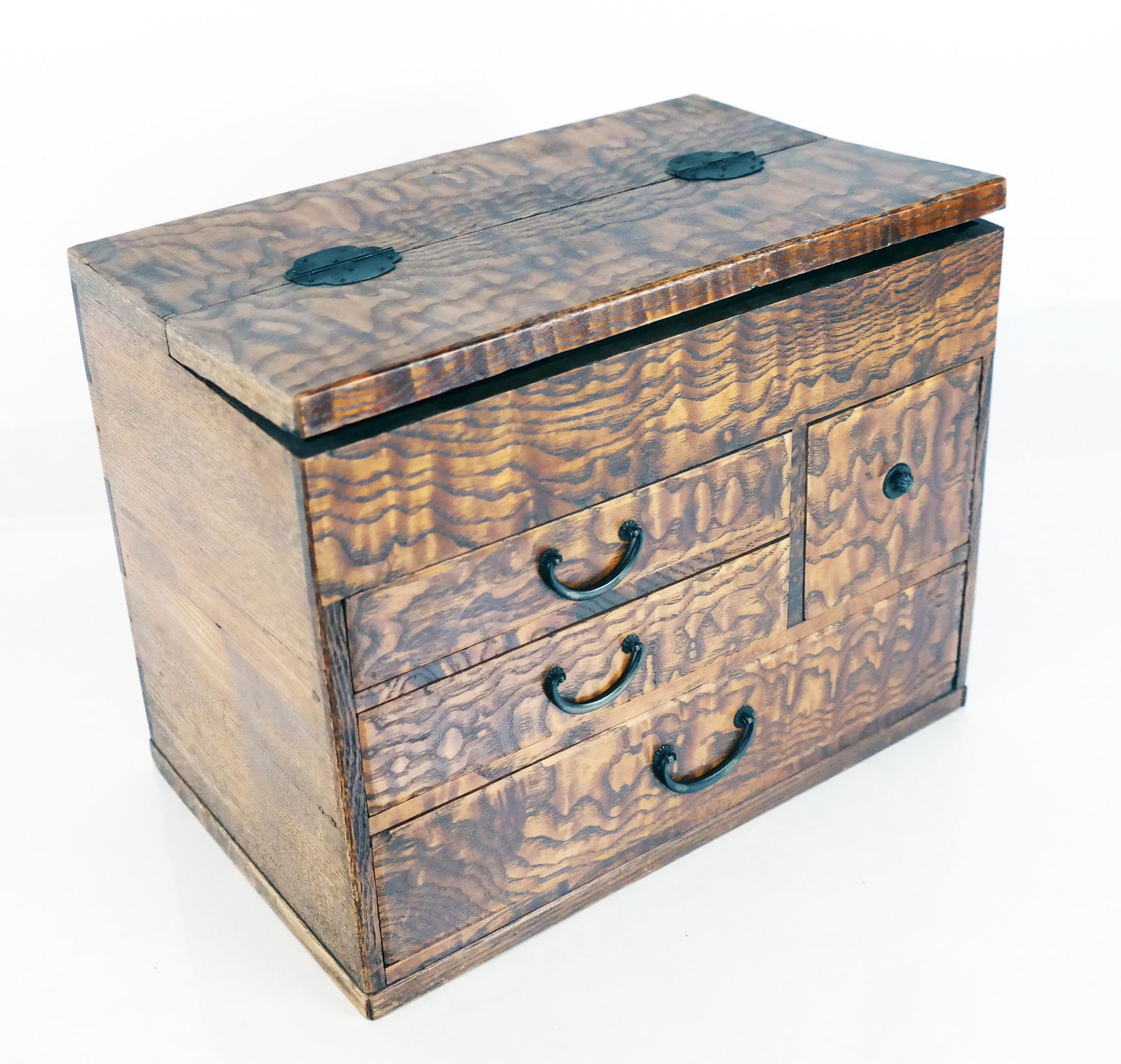 Japanese Small Elm Wood Tansu Chest (1 of 6)