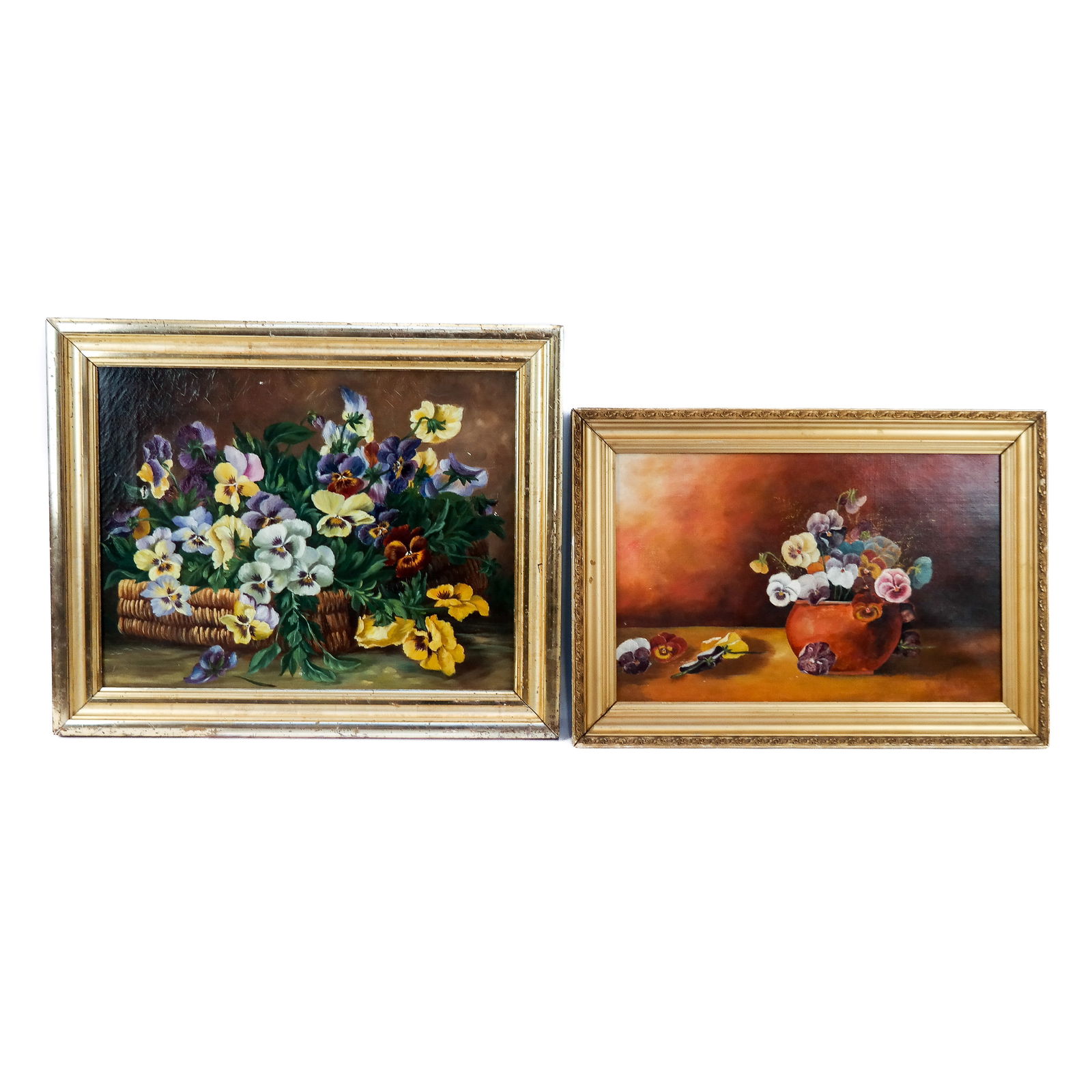 Two Still Lifes of Pansies - Oil Paintings (1 of 14)