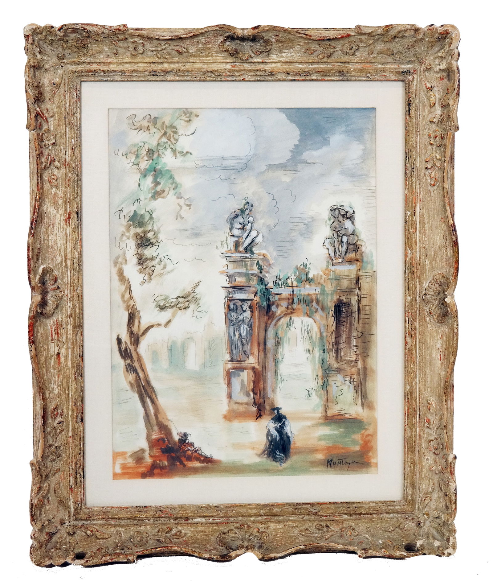 Roderic MONTAGU: Figure & Arch - Gouache Painting (1 of 10)