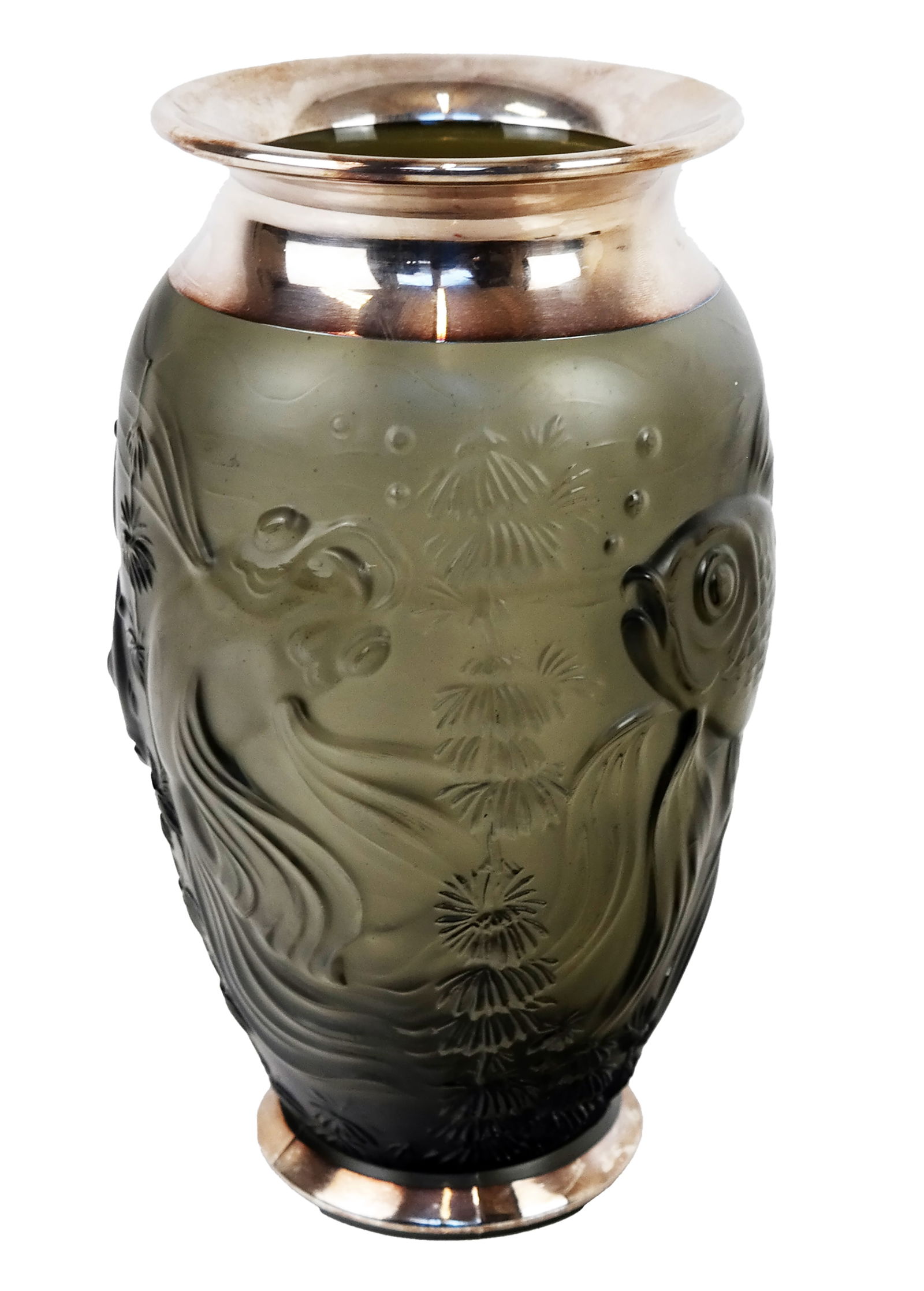 Black Glass & Silver Mounted Vase (1 of 9)