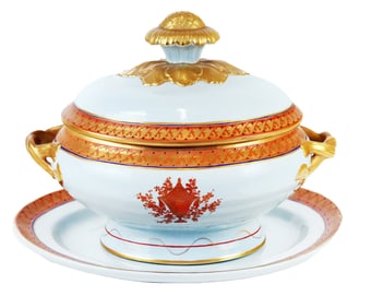 Mottahedeh Ceramic Soup Tureen & Platter