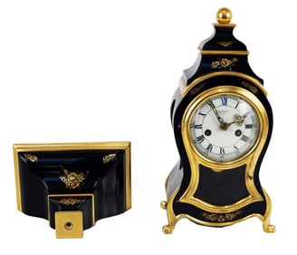 German Ebonized Clock with Bracket