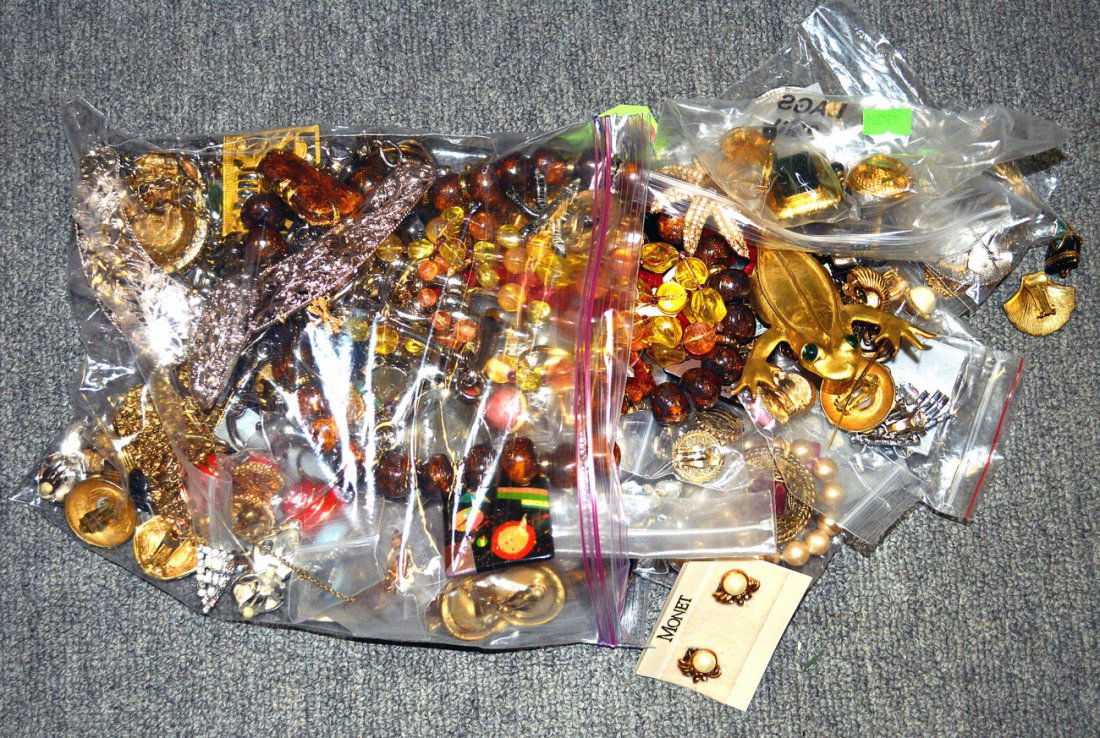 Assorted Designer Costume Jewlery: Designers include: Kenneth Lane, Monet, Graziano, Erwin Pearl, Ann Peerce, Nancy B. Frank, Poggi, Golan, Ann Voile, Barrett, Yves Saint Laurent, Judith Leiber, Brian, Crown Trifari, Kramer, Miriam Has