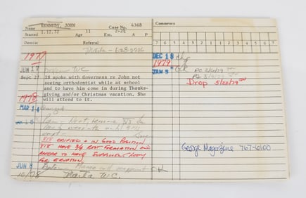 JFK Jr. Orthodontic Record Cards (1972-1976)