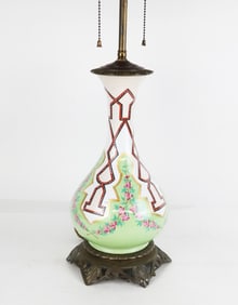 Antique Bohemian Enameled Glass Lamp
