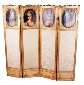 Louis XVI Gilded Portrait Screen