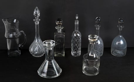 Group of Glass and Crystal Decanters & Pitcher