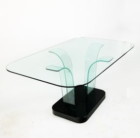 Mid-Century Modern Glass and Lacquer Dining Table