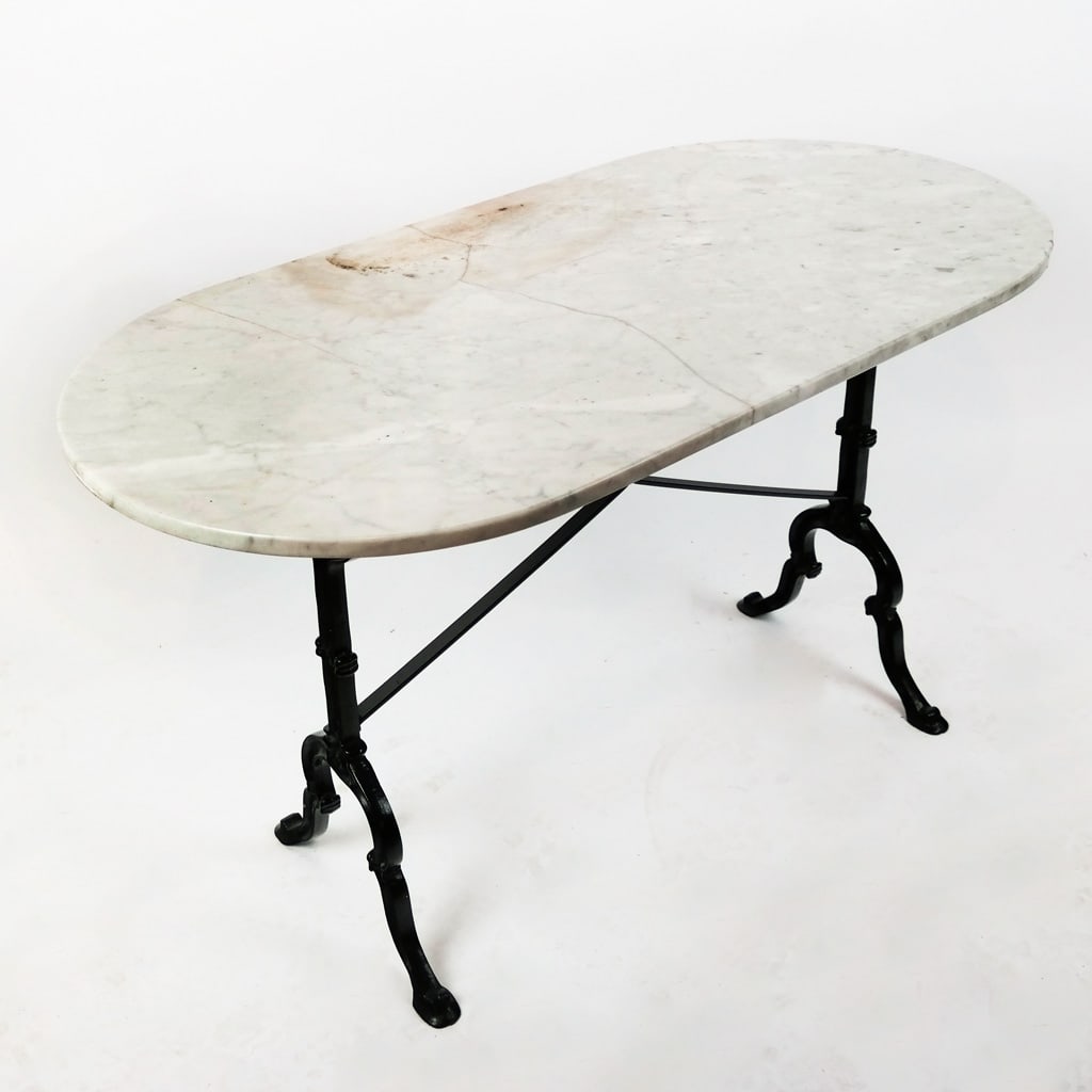 Vintage Cast Iron and Marble Cafe Table (1 of 11)