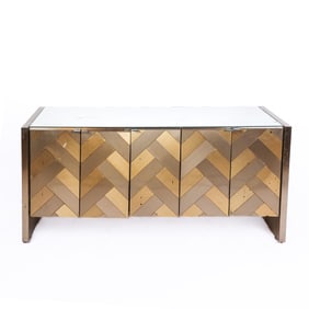 Ello Vintage Brushed Steel and Brass Credenza