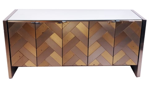 Ello Vintage Brushed Steel and Brass Credenza