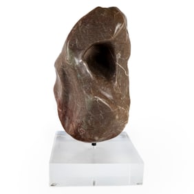 Pearl JACOBS: Taupe Alabaster Sculpture on Lucite Base
