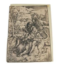 After DURER: Samson & Lion - Woodcut