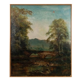 19th C. Figural Landscape - Oil Painting