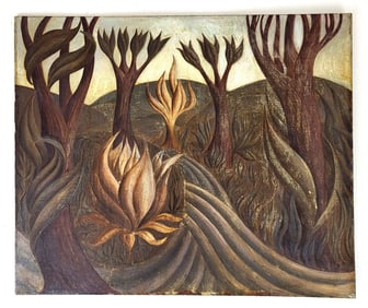 20th C. Surrealist Landscape - Oil Painting