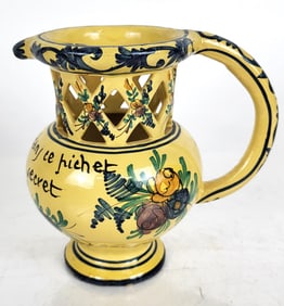 Gres du MORVAN: Yellow Floral Decorated Vessel