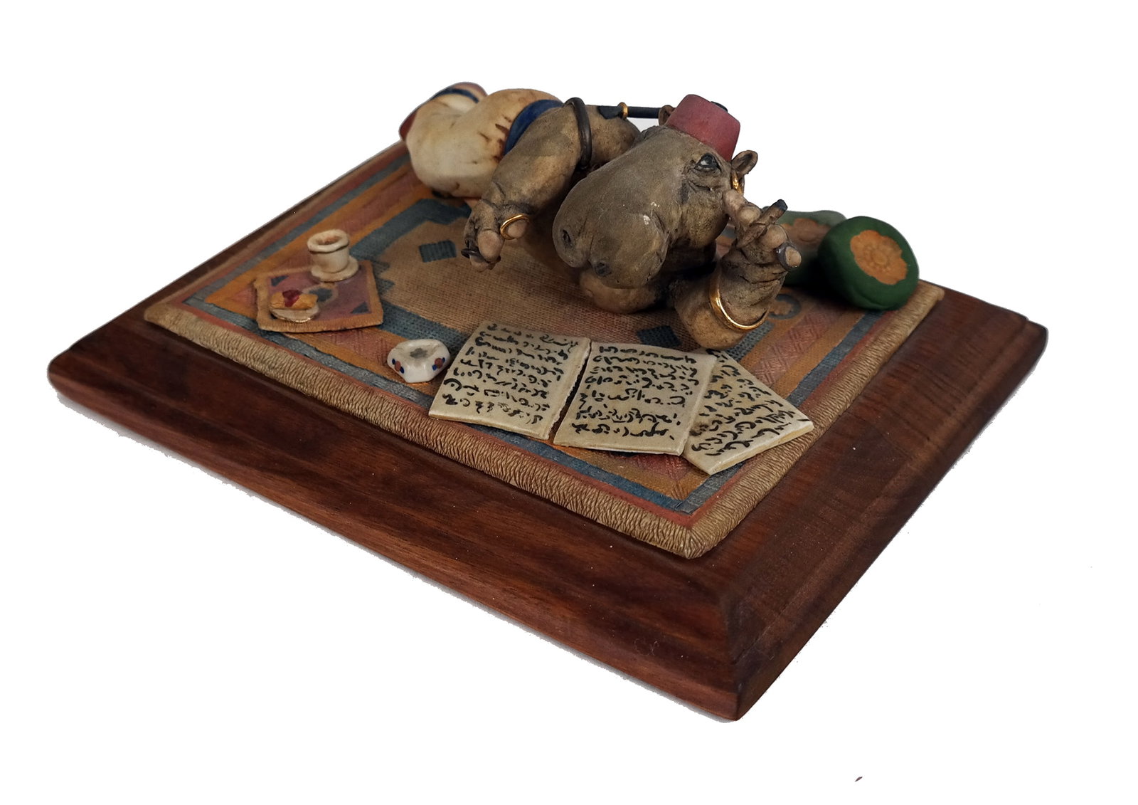 Henry CAVANAGH Ceramic Sculpture: A hippo sculpture titled "Sunday Afternoon on the Nile," signed "H. Cavanagh / 1978". Provenance: From the Collection of Brendelle & Fred Walden. [Approximately: 3 1/2" H x 7 1/2" W x 5" D]. Overall g