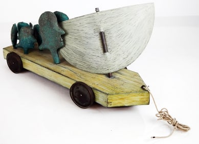 FARWELL: Sculpture of Figures on a Sailboat