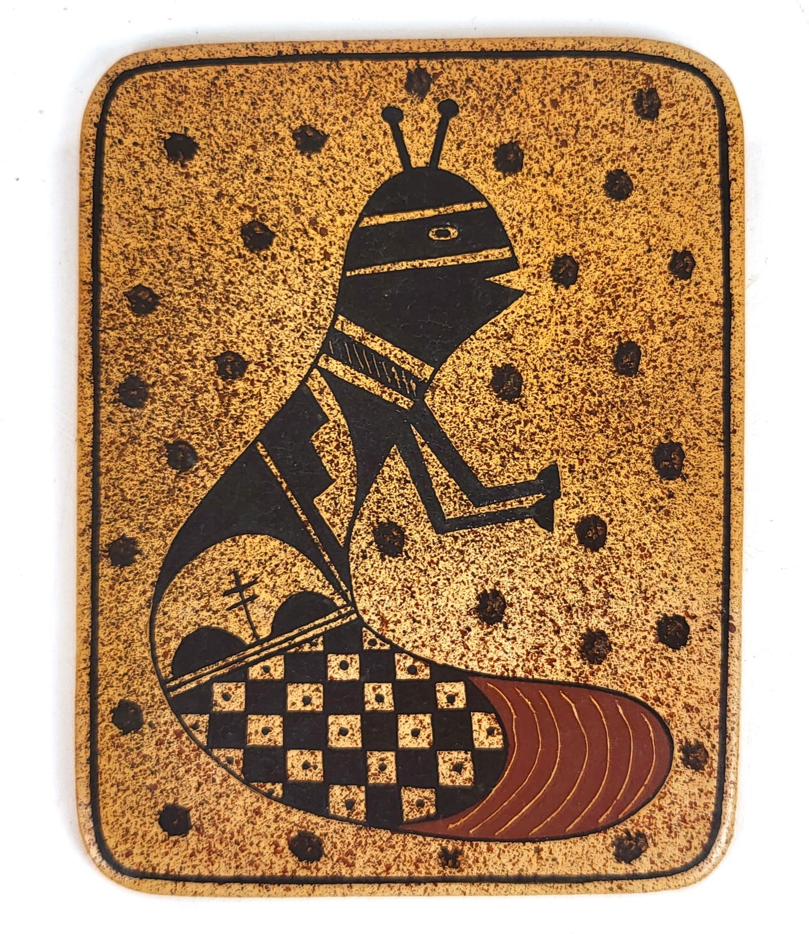 GWEN “AAS-KU-MANA” SETALLA: Hopi Ceramic Tile, "Insect" (1 of 5)