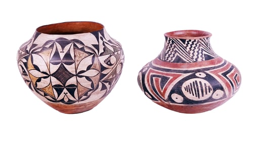 Two Large Acoma Style Decorated Vases