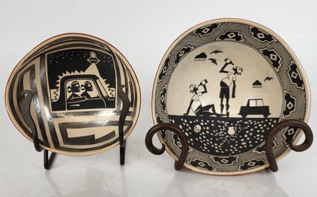 Diego ROMERO: Two Decorated Pottery Bowls