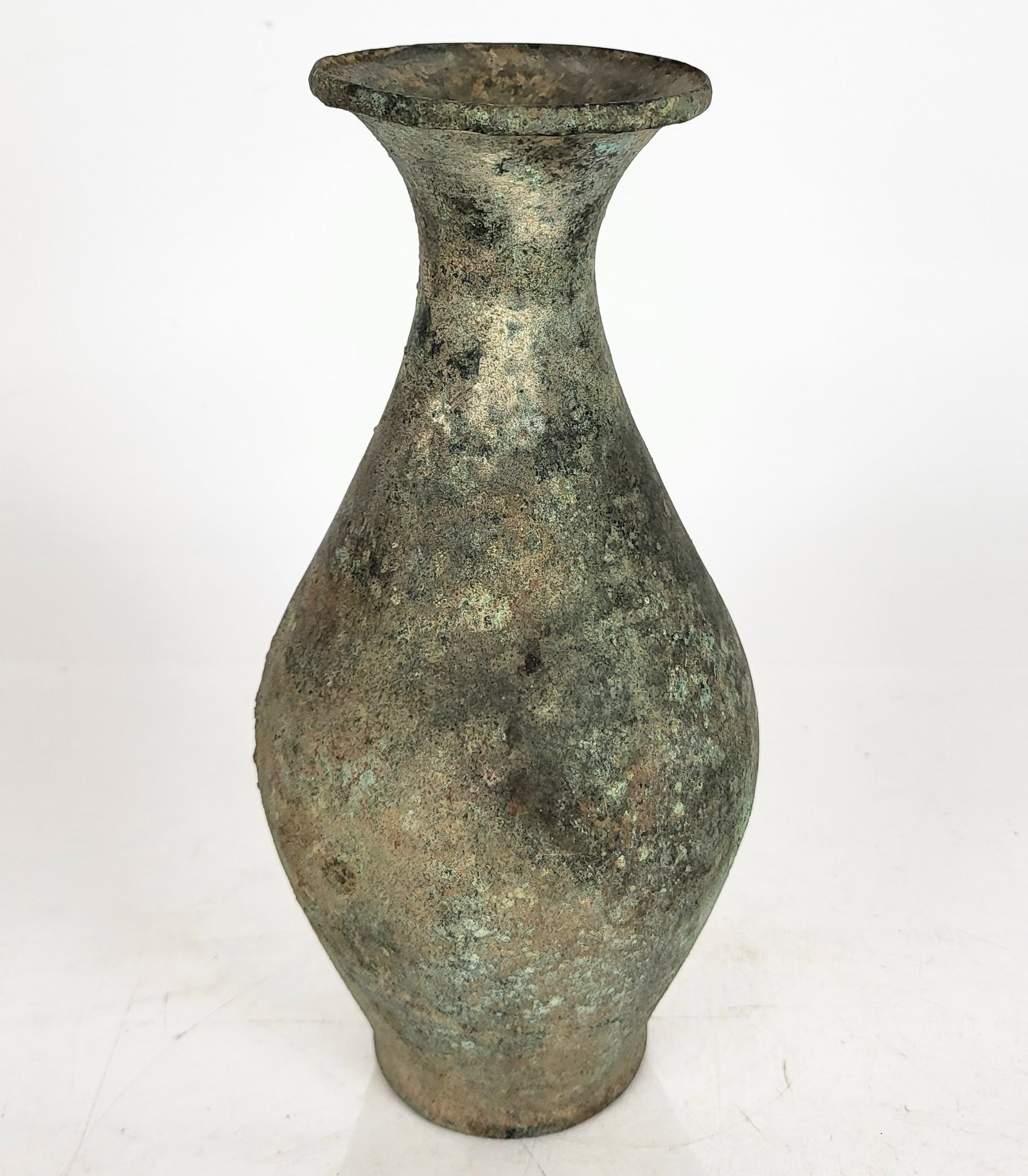 Early 20th C. Antique Lead Vase: Early 20th Century antique lead vase. Provenance: From the Collection of Brendelle & Fred Walden. [10 1/2" H x 3 1/2" Diam. opening]. Good condition as with age. Condition reports and requests for add