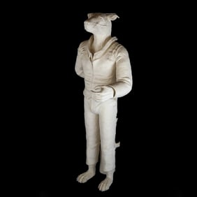 Frank FLEMING: Ceramic Sculpture of a Clothed Dog