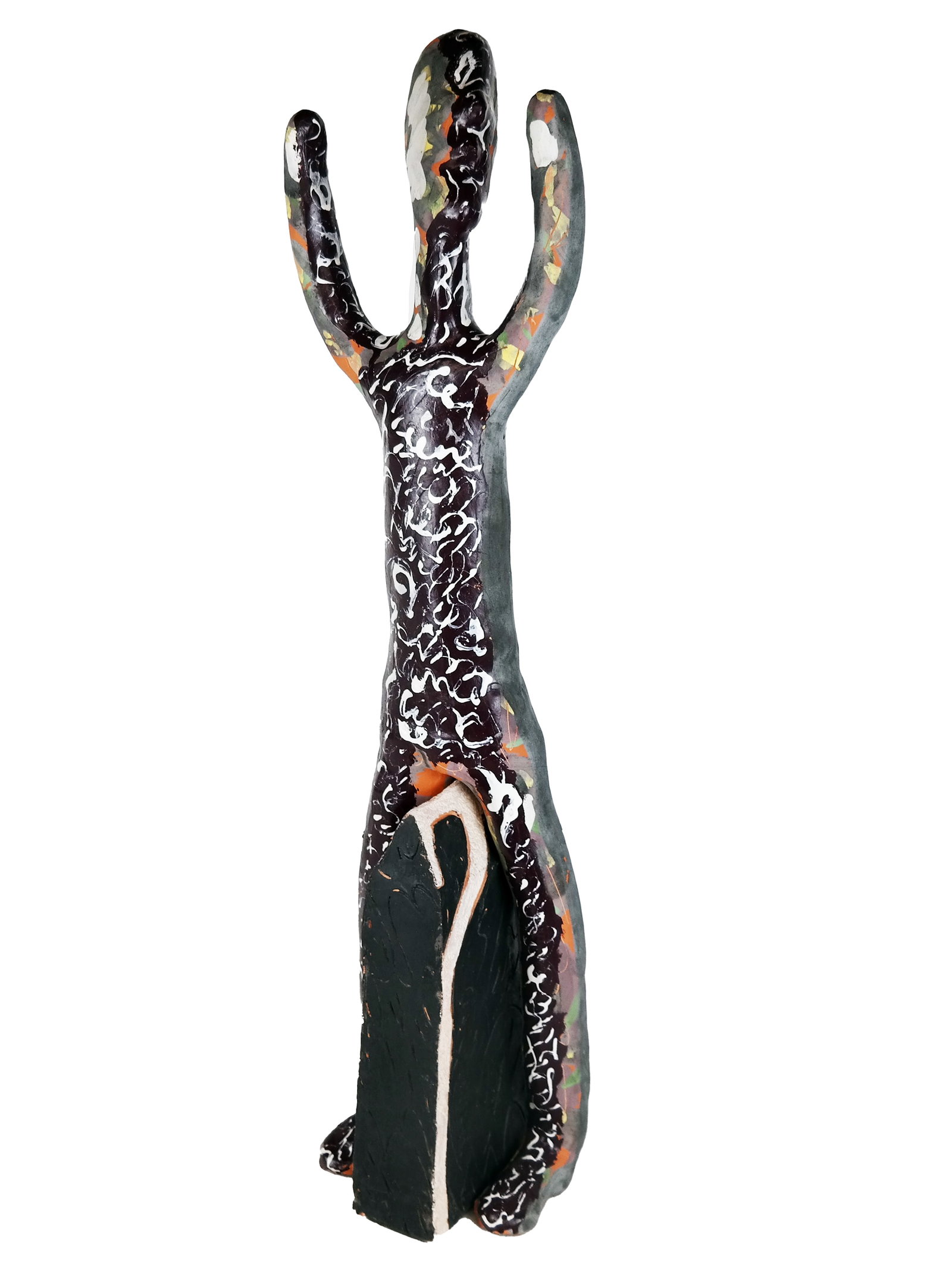 Two Part Sculpture of a Man: Two part sculpture of a man. No apparent signature. With Christie's label to base. Provenance: From the Collection of Brendelle & Fred Walden. [Approximately: 31" H x 8" W x 9" D]. Overall good condit