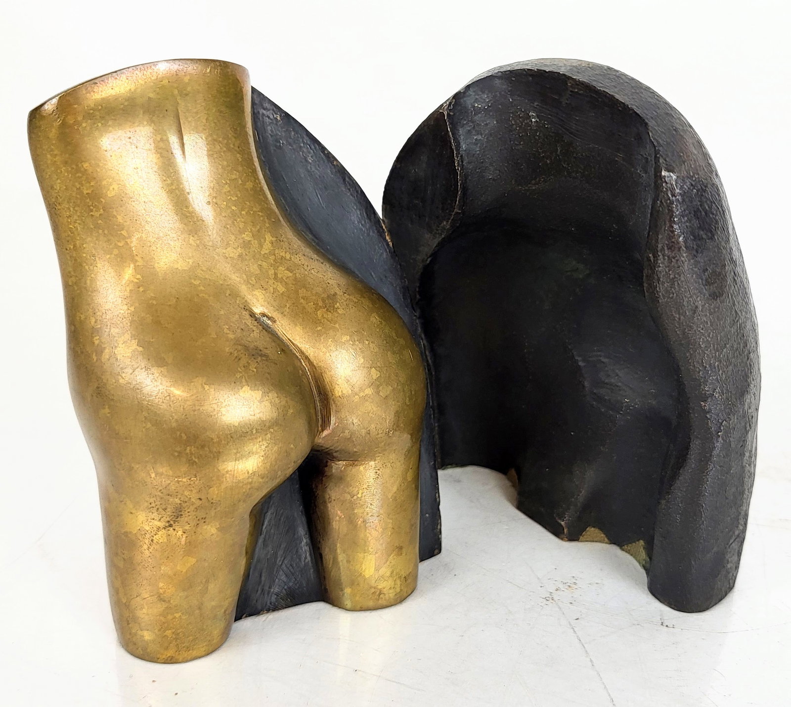 A. ALAMAN: Two Part Partial Nude Sculpture: Two part partial nude sculpture, signed "A. Alaman" (Uruguayan 1921 - 1995) and numbered 28/75. Provenance: From the Collection of Brendelle & Fred Walden. [Overall: 4 3/4" H x 2" W]. Overall good con