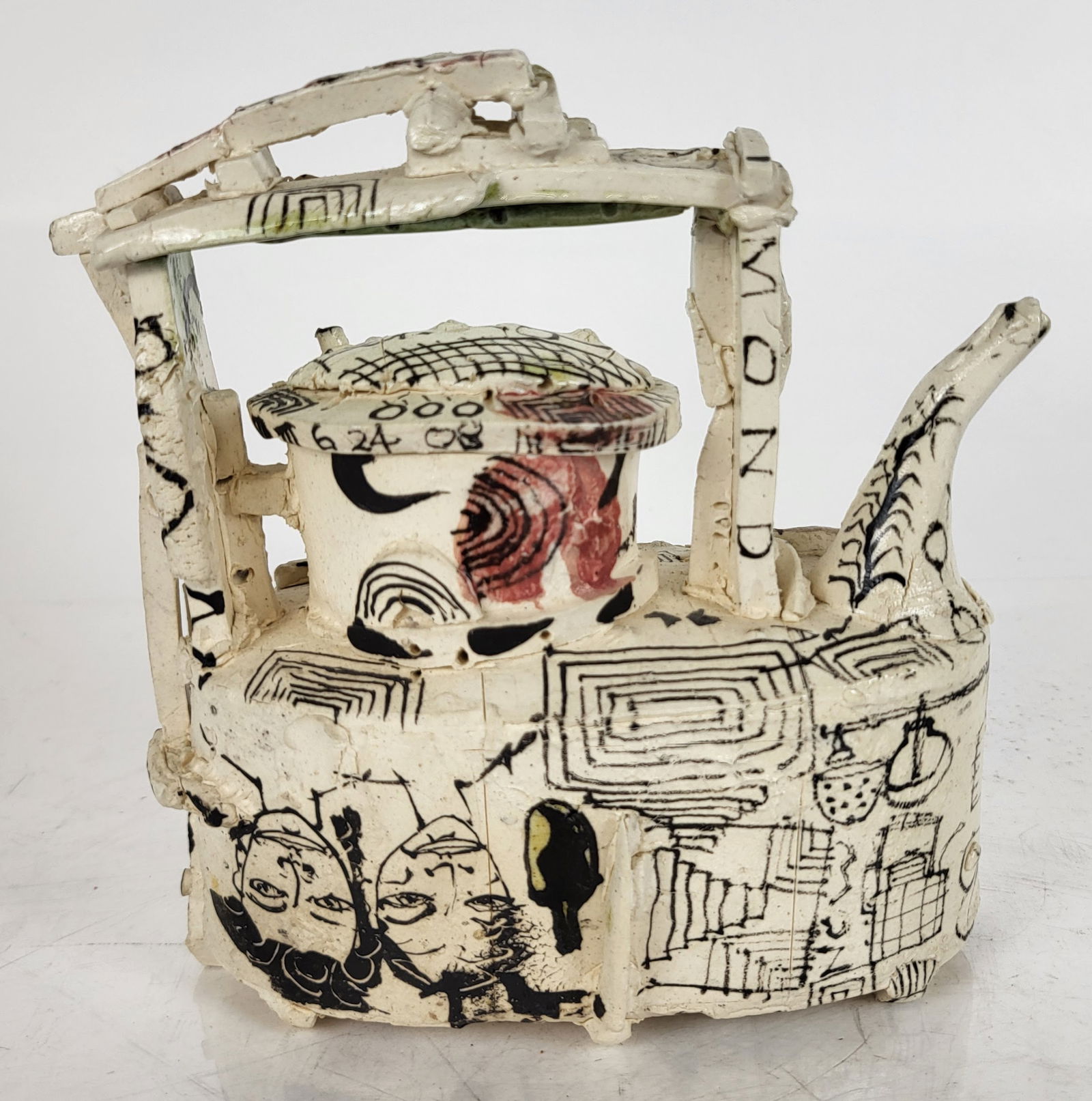 Ted SAUPE: Decorated Porcelain Teapot w/ Drawings (1 of 13)