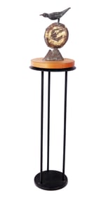 Bronze Bird Sculpture on Wood Base