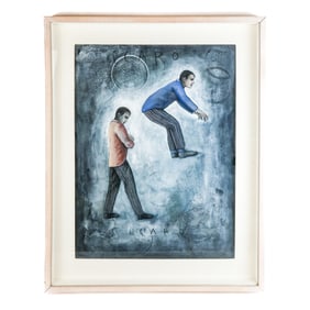 ICARO: Painting of Two Men in Striped Pants