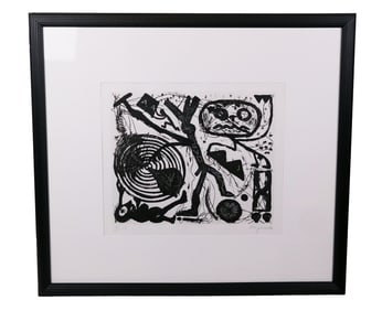 A.R. PENCK: Abstract Black & White Lithograph