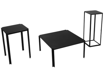 Three Mid Century Modern Black Steel Tables
