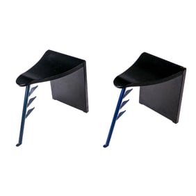 Pair of Patrick Naggar Wood & Steel Taboret Stools