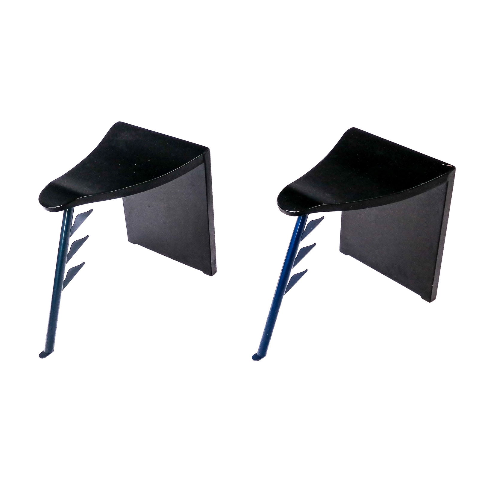 Pair of Patrick Naggar Wood & Steel Taboret Stools (1 of 10)