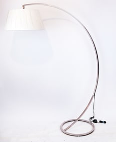 Mid Century Modern Polished Steel Arc Floor Lamp