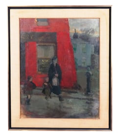 Thomas CARR: Figural Street Scene - Oil on Canvas