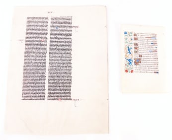 Two 14th/15th C. French Manuscript Leaves