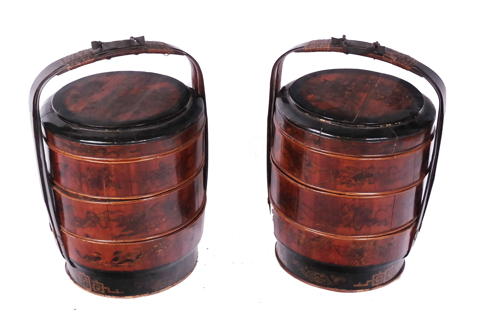 Pair of Asian Wooden Wedding Baskets (1 of 14)