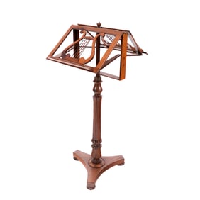 Walnut Lyre-Form Double Music Stand
