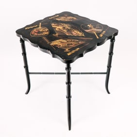 Japanese Black Lacquer Decorated Table