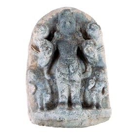 Carved Sandstone Depiction of Surya, Hindu Deity