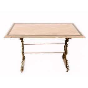 Faux Marble & Gilt Metal Console/Pastry Table