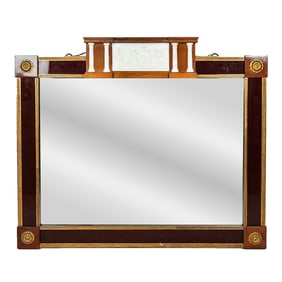 Louis XVI-Style Mahogany & Porcelain Mirror