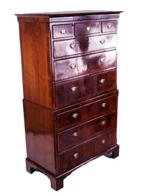 18th C. Inlaid Walnut Chest on Chest
