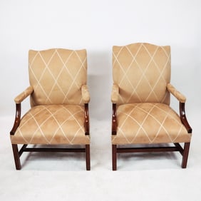 Pair Georgian Gainsborough Armchairs