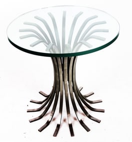 Mid-Century Modern Iron & Glass Side Table