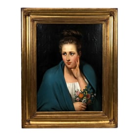 19th C. Portrait of a Woman - Oil Painting